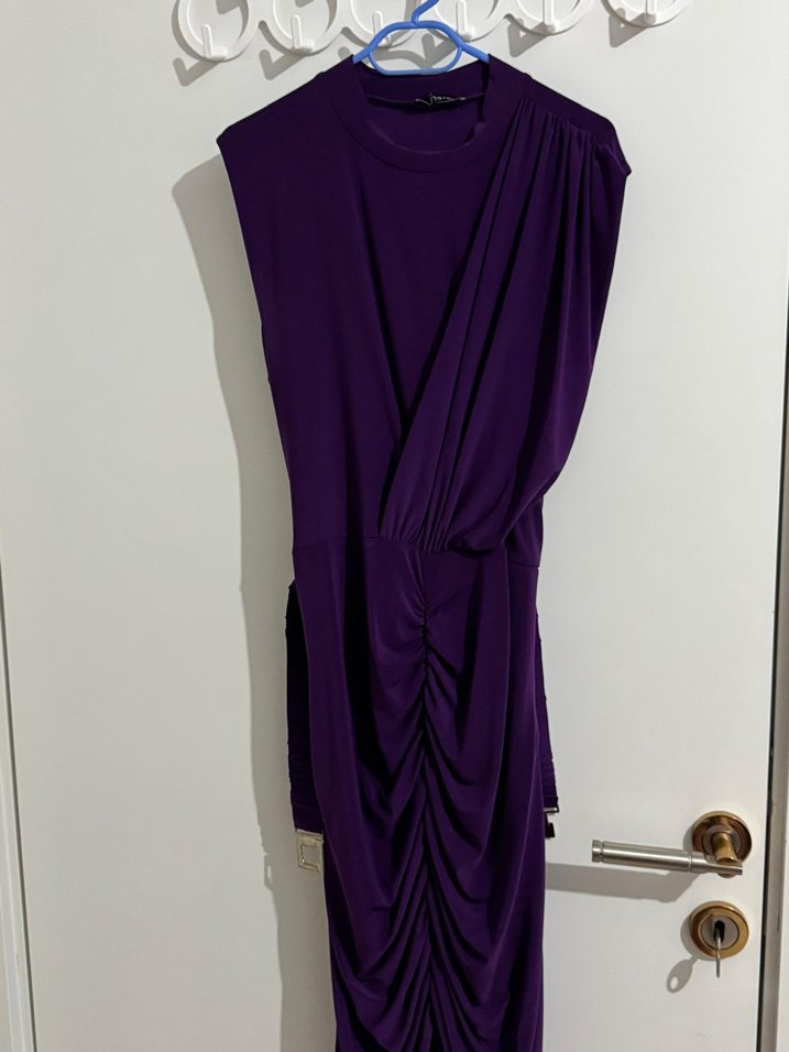 Mor Drapeli Uzun Kadın Elbise - Görsel 2