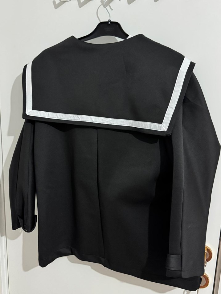 Düğmeli Siyah Midi Kadın Kaban - Görsel 2