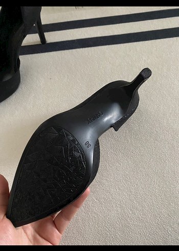 Siyah Yılan Desenli Stiletto Topuklu Kadın Ayakkabı - Görsel 3