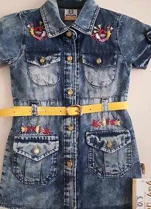 12-18 Ay Beden mavi Renk Jean kız çocuk elbise