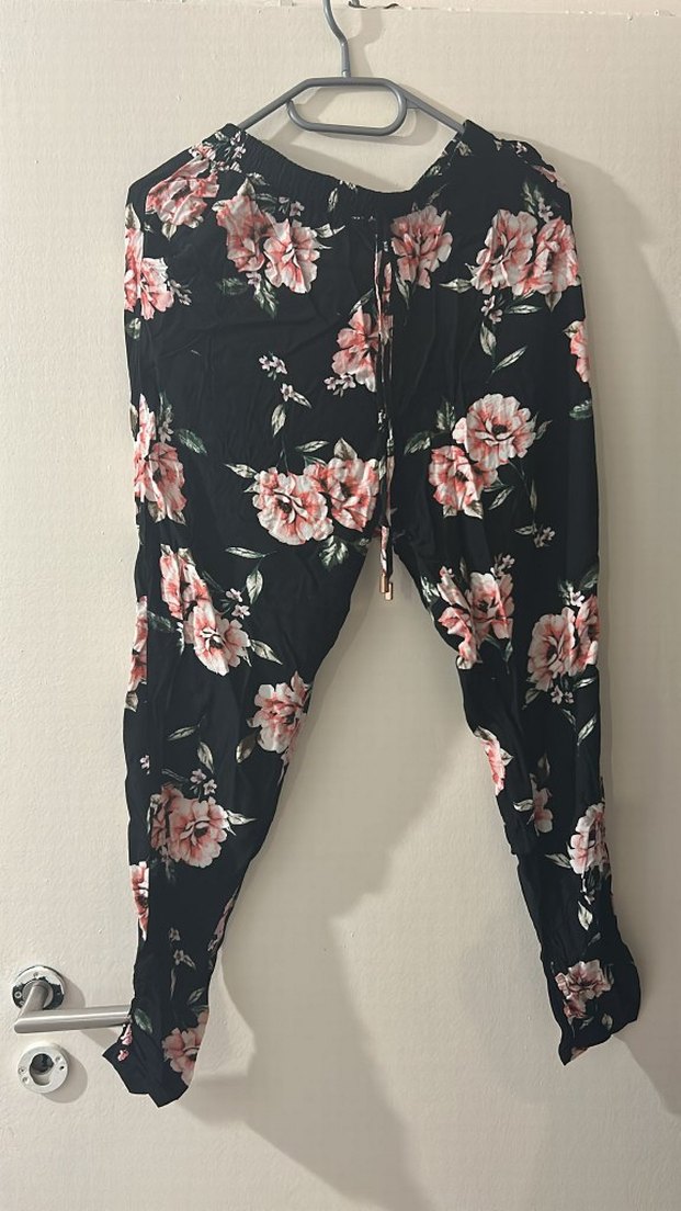 Bohem Gri Pilili Midi Kadın Kumaş Pantolon - Görsel 2