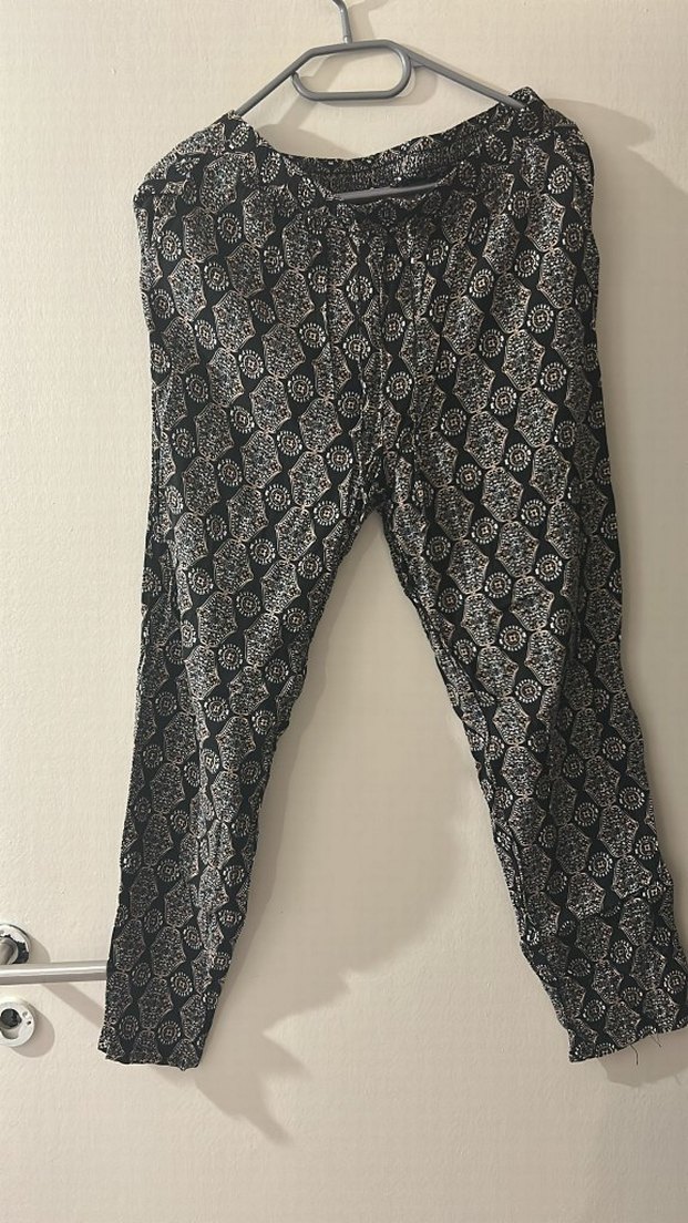 Bohem Gri Pilili Midi Kadın Kumaş Pantolon - Görsel 3