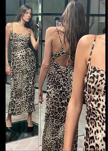 Zara Zara saten leopar elbise
