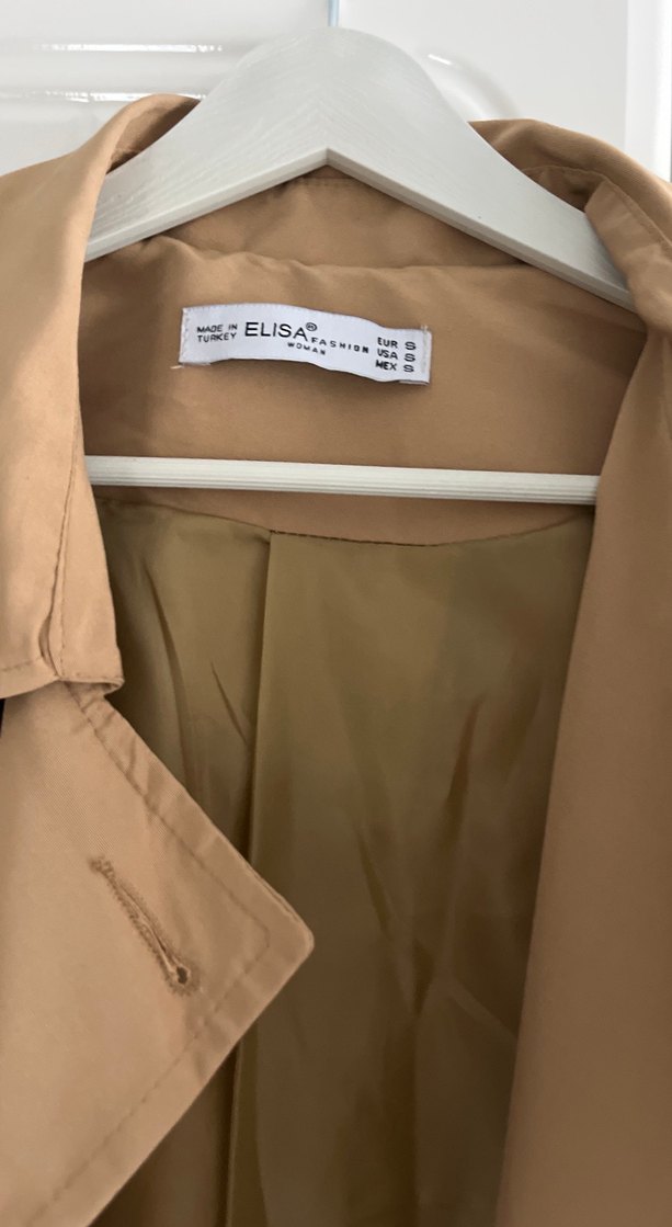 Kadın Bej Uzun Keten Trençkot - Görsel 3