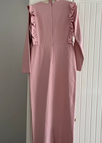 38 Beden pembe Renk Pembe Uzun Kollu Fırfırlı Elbise