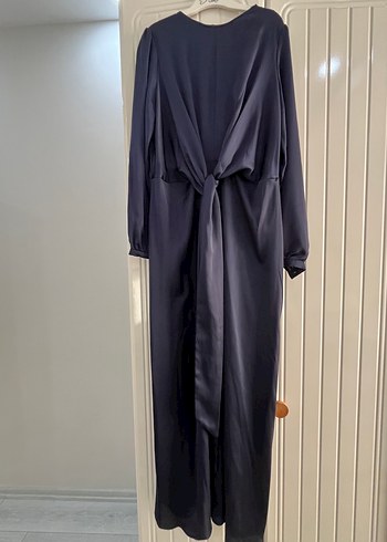 Kadın Lacivert Uzun Drapeli Elbise - Görsel 2
