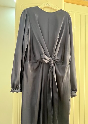 Kadın Lacivert Uzun Drapeli Elbise - Görsel 6