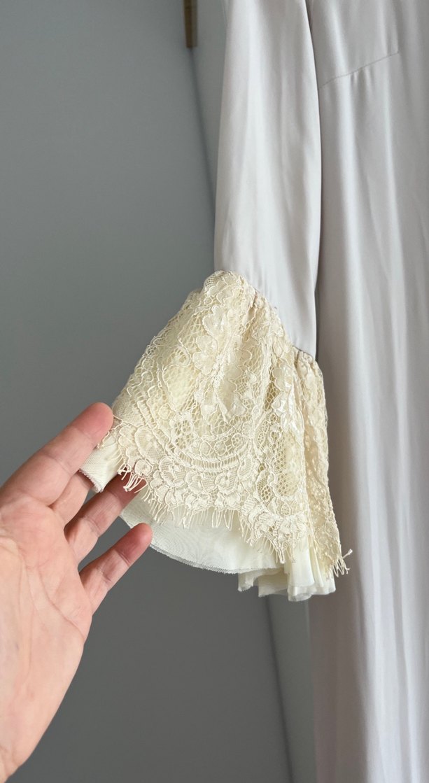 Bej Uzun Kollu Fırfırlı Bohem Elbise - Görsel 3