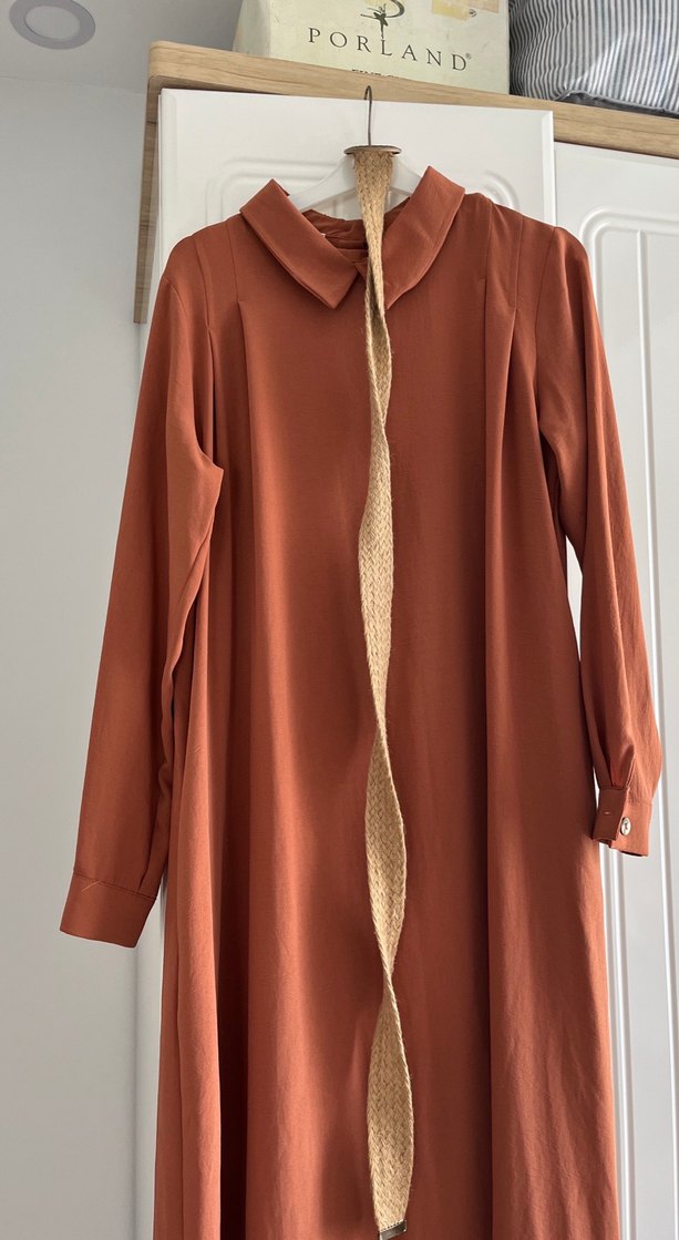 Drapeli Uzun Kollu Uzun Elbise - Görsel 2