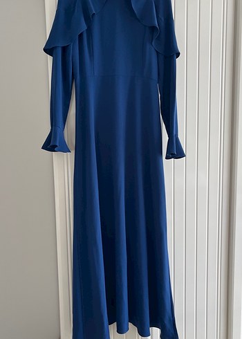Kadın Lacivert Uzun Kollu Uzun Elbise - Görsel 2