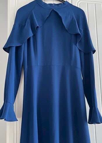 Kadın Lacivert Uzun Kollu Uzun Elbise - Görsel 6