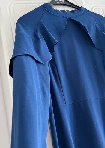 Kadın Lacivert Uzun Kollu Uzun Elbise - Görsel 4