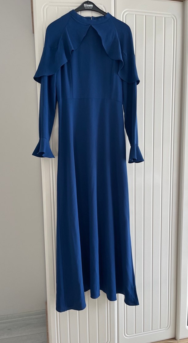 Kadın Lacivert Uzun Kollu Uzun Elbise - Görsel 2