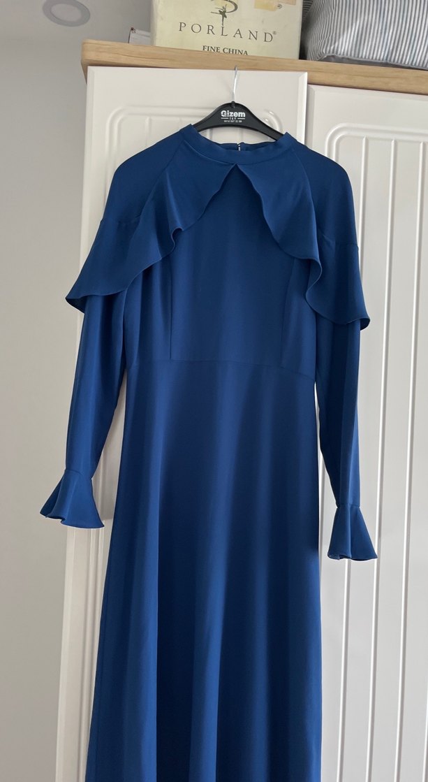 Kadın Lacivert Uzun Kollu Uzun Elbise - Görsel 3