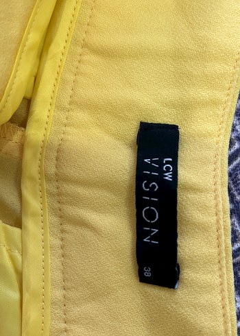 Sarı Kadın Midi Dökümlü Kumaş Pantolon - Görsel 5