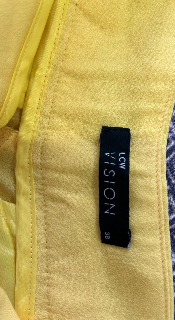 Sarı Kadın Midi Dökümlü Kumaş Pantolon - Görsel 5