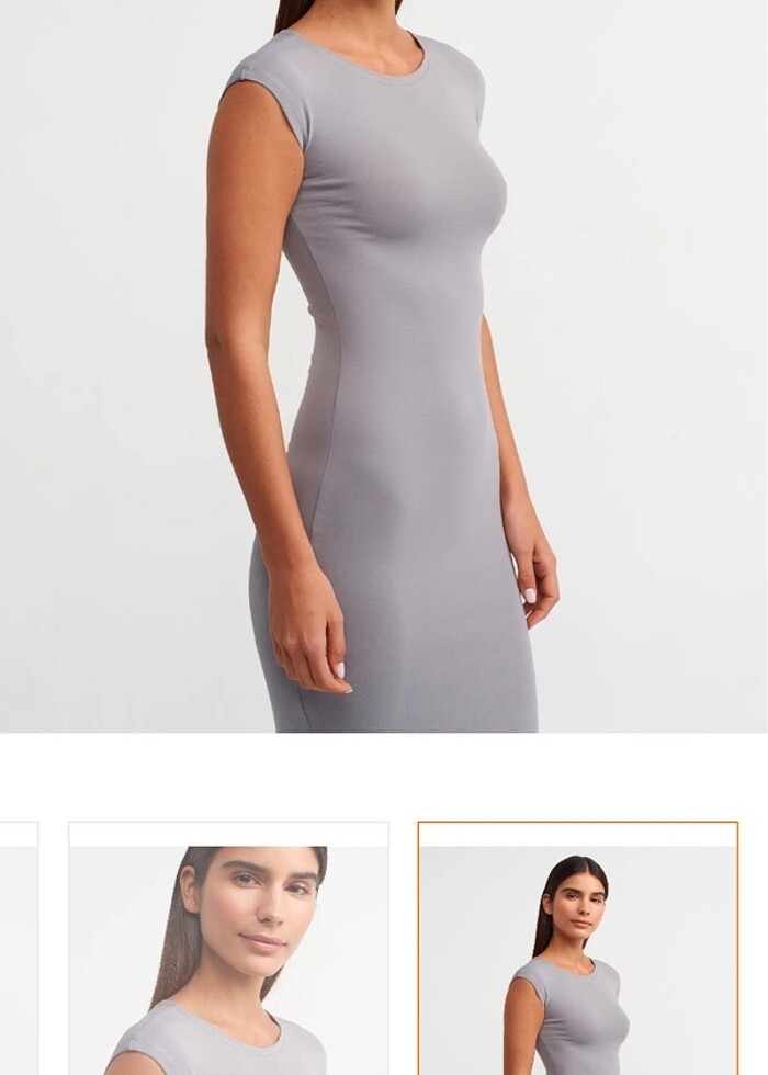 Dilvin gri elbise - Görsel 3