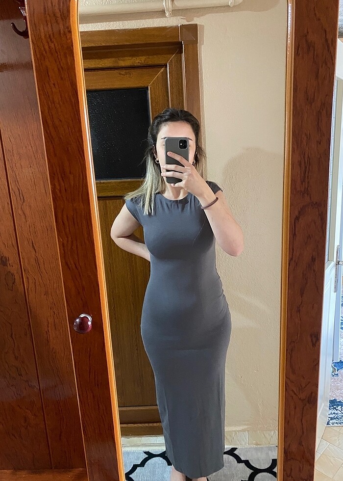 Dilvin gri elbise - Görsel 4