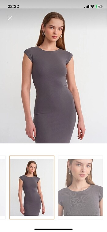 Dilvin Füme Renk Elbise - Görsel 4