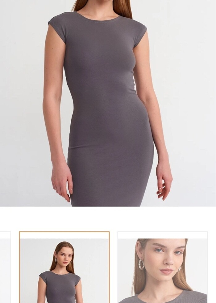 Dilvin Füme Renk Elbise - Görsel 4