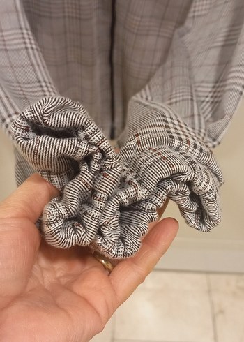s Beden gri Renk Düğmeli Ekose Desenli Gri Kadın Ceket