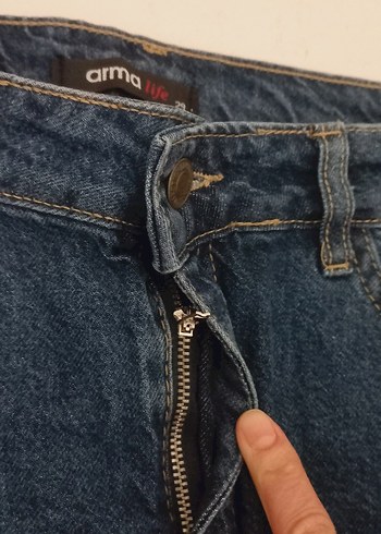 Armalife Lacivert Midi Denim Mini Etek