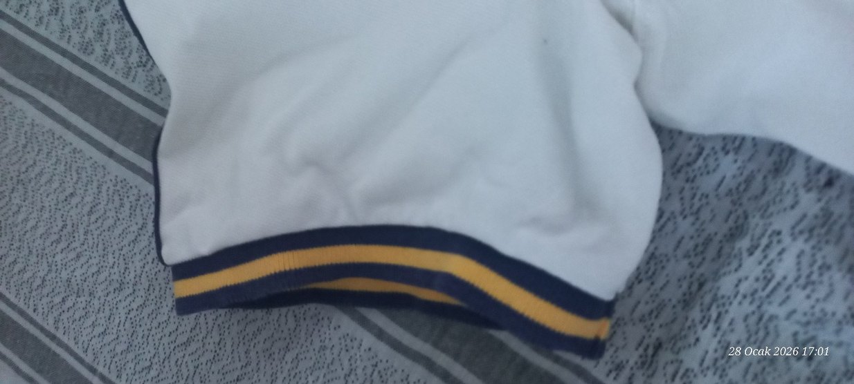 Erkek Beyaz Pamuklu Kısa Kollu Polo Tişört - Görsel 5