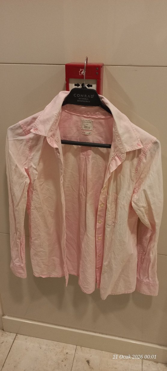 Pembe Düğmeli Uzun Kollu Gömlek - Görsel 3