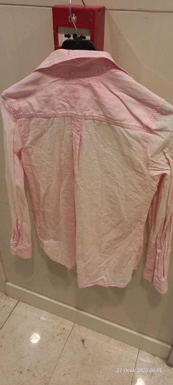 Pembe Düğmeli Uzun Kollu Gömlek - Görsel 5