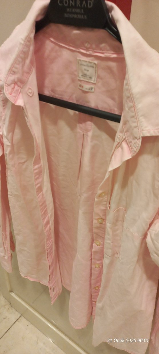 Pembe Düğmeli Uzun Kollu Gömlek - Görsel 4