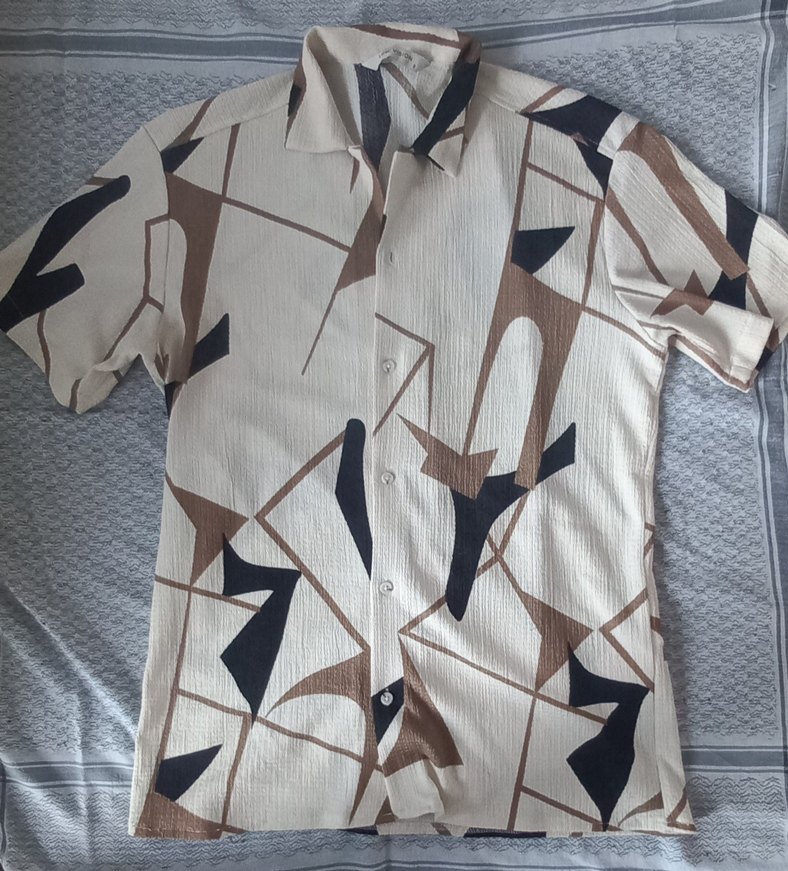 Düğmeli Geometrik Desenli Erkek Gömlek - Görsel 2