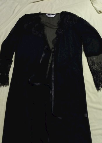 Siyah Uzun Kollu Gotik Kadın Sabahlık