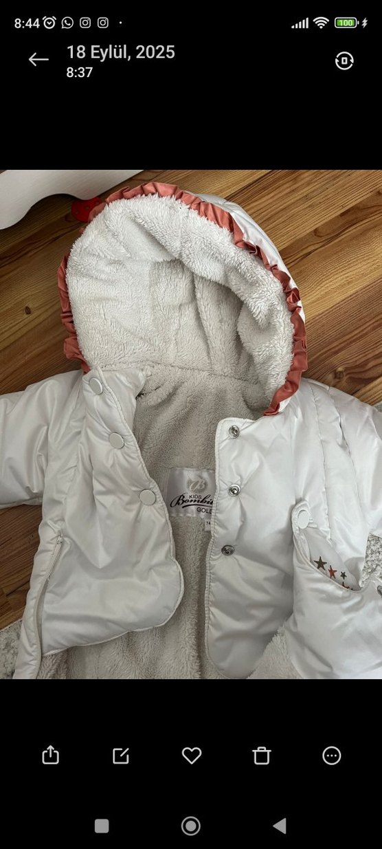 Bebek Kız Beyaz Nakışlı Düğmeli Tulumu - Görsel 2