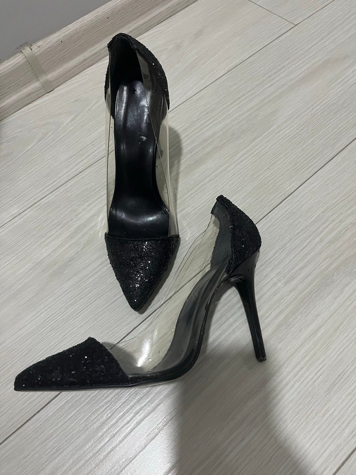 Siyah Parlak  Desenli Stiletto Topuklu - Görsel 2