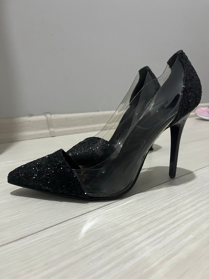 Siyah Parlak  Desenli Stiletto Topuklu - Görsel 5