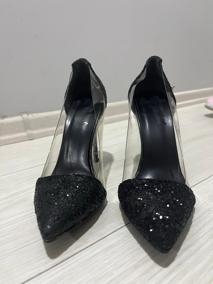 Siyah Parlak  Desenli Stiletto Topuklu - Görsel 4