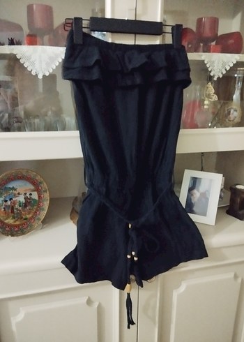 Siyah silebezi Straplez Kısa Tulum - Görsel 3