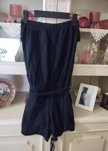 Siyah silebezi Straplez Kısa Tulum - Görsel 4