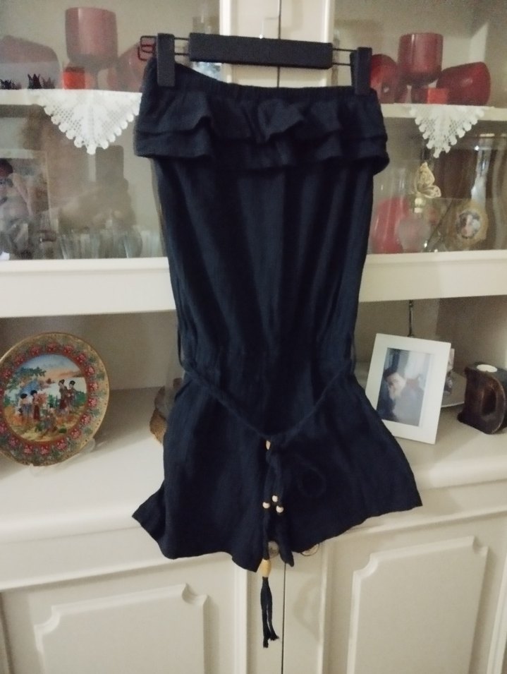 Siyah silebezi Straplez Kısa Tulum - Görsel 3