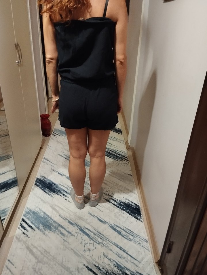 Siyah silebezi Straplez Kısa Tulum - Görsel 2