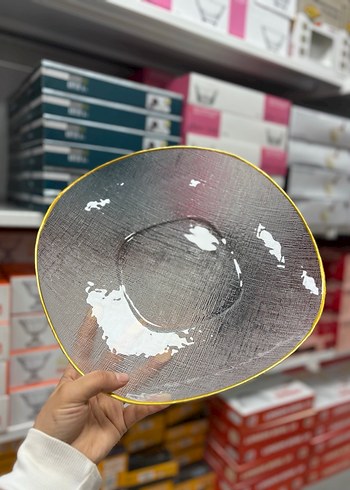 Altın Kenarlı Şeffaf Cam Tabak - Görsel 2