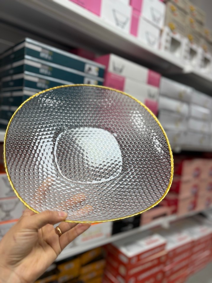 Altın Kenarlı Şeffaf Cam Tabak - Görsel 3