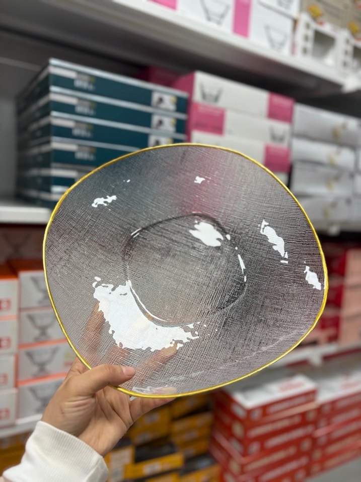 Altın Kenarlı Şeffaf Cam Tabak - Görsel 2