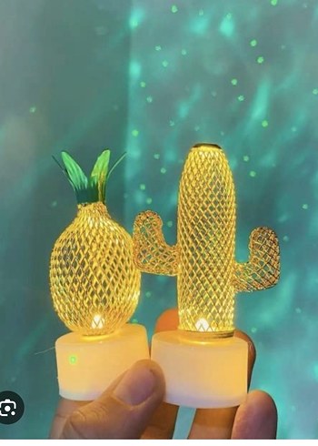 Renkli Ananas ve Kaktüs Gece Lambaları