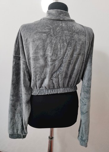 Diğer Gri Yarım Fermuarlı Kadın Sweatshirt