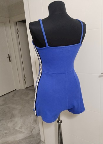 Mavi Mini Askılı Kadın Tulum - Görsel 2