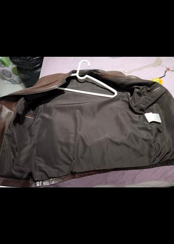 Kahverengi Deri Biker Ceket - Görsel 8