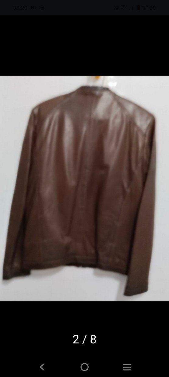 Kahverengi Deri Biker Ceket - Görsel 2