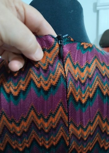 Bohem V Yaka Mini Örgü Elbise - Görsel 8