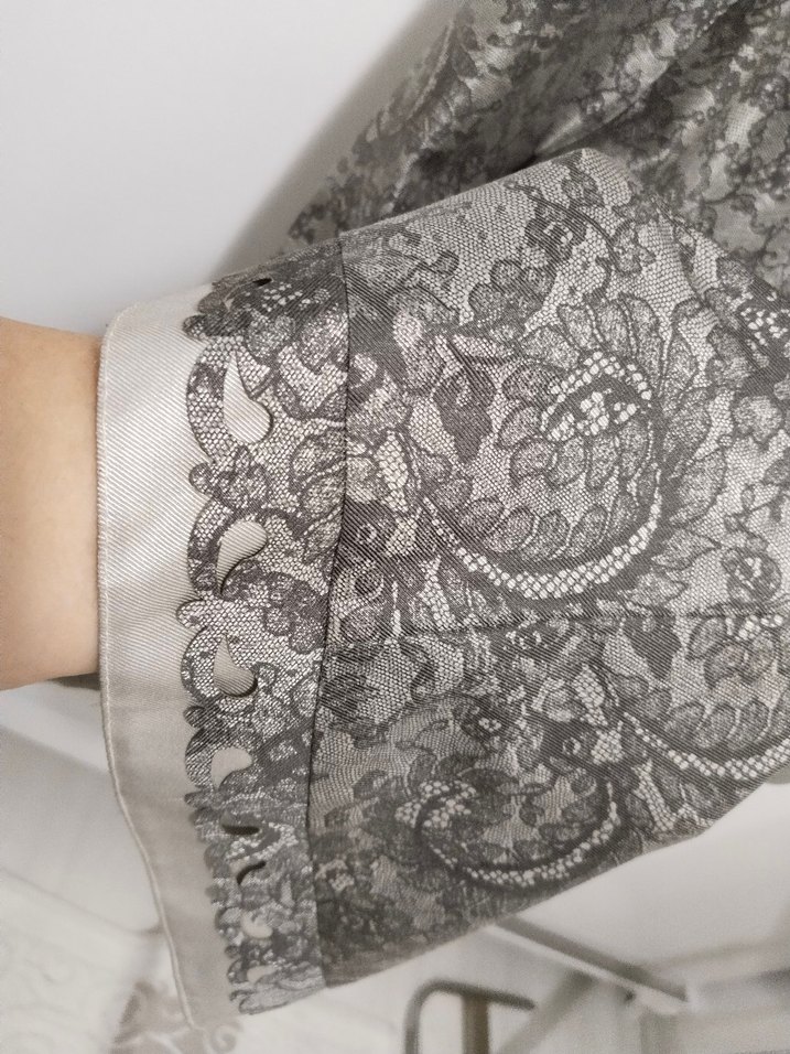 Dantel Detaylı Gri Kadın Uzun Takım - Görsel 4